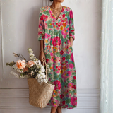 Abito elegante rosa con stampa floreale