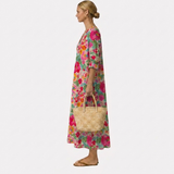 Abito elegante rosa con stampa floreale