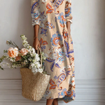 Abito maxi bohemien in ambra