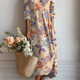 Abito maxi bohemien in ambra