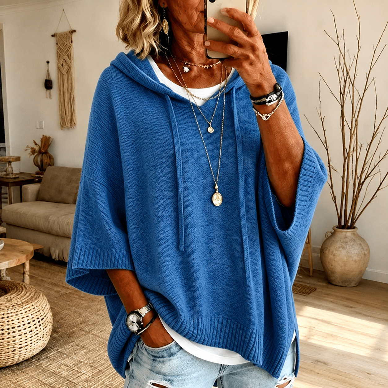 Amélie | Pull Poncho Blu