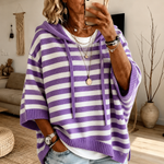 Anaïs | Pull Poncho Rayé Viola