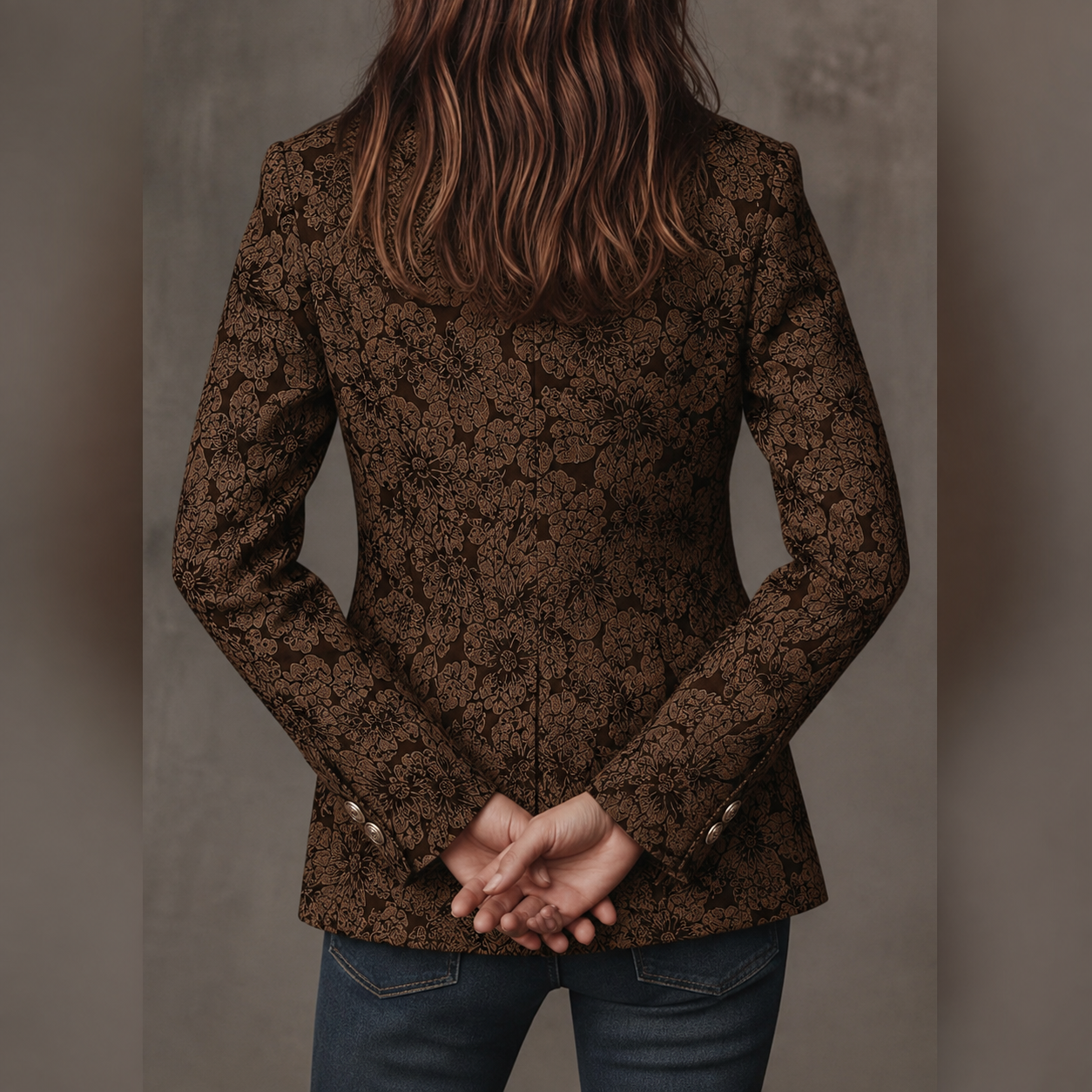 Blazer Ajusté in Jacquard Paisley per Donne