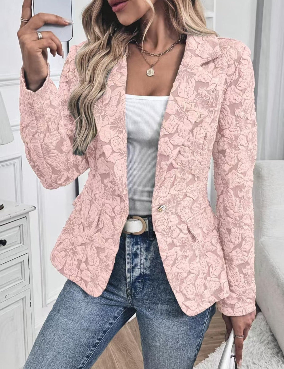 Blazer Ajusté in Jacquard Paisley per Donne