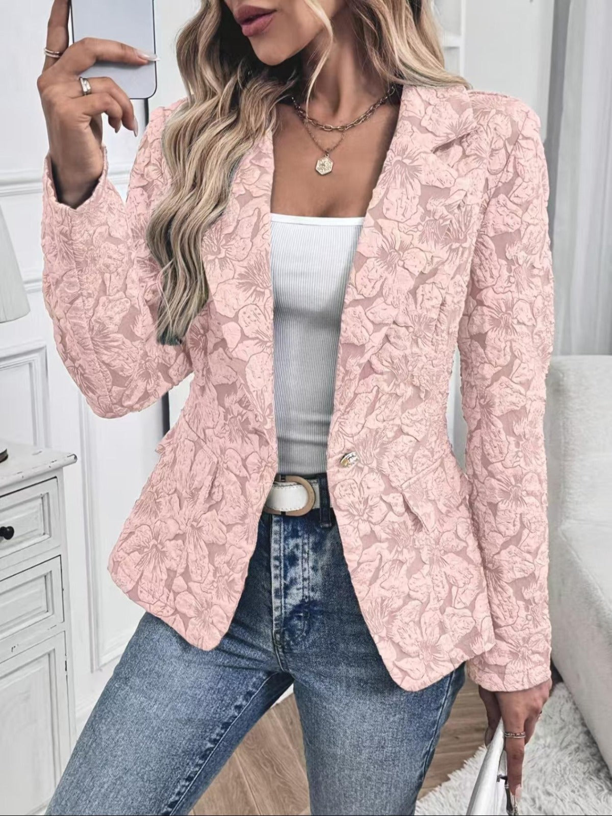 Blazer Ajusté in Jacquard Paisley per Donne