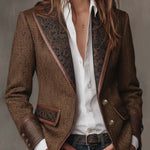 Blazer Donna a Pannelli Stampati in Herringbone