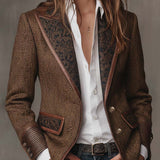 Blazer Donna a Pannelli Stampati in Herringbone