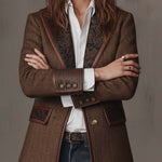 Blazer Donna a Pannelli Stampati in Herringbone
