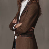 Blazer Donna a Pannelli Stampati in Herringbone