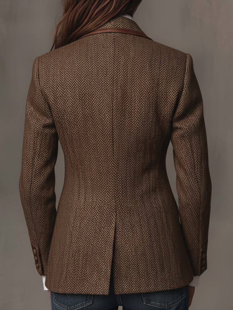 Blazer Donna a Pannelli Stampati in Herringbone