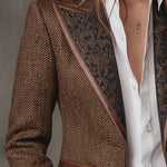Blazer Donna a Pannelli Stampati in Herringbone