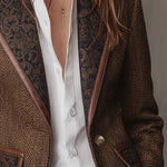 Blazer Donna a Pannelli Stampati in Herringbone