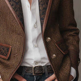 Blazer Donna a Pannelli Stampati in Herringbone