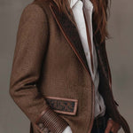 Blazer Donna a Pannelli Stampati in Herringbone
