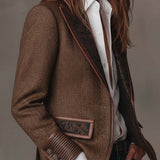 Blazer Donna a Pannelli Stampati in Herringbone