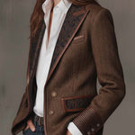 Blazer Donna a Pannelli Stampati in Herringbone
