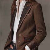 Blazer Donna a Pannelli Stampati in Herringbone