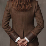 Blazer Donna a Pannelli Stampati in Herringbone