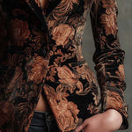 Blazer Tailleur Floreale Nero e Bronzo per Donne