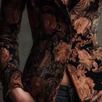 Blazer Tailleur Floreale Nero e Bronzo per Donne