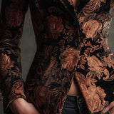 Blazer Tailleur Floreale Nero e Bronzo per Donne