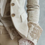Blazer Tailleur Ricamato in Avorio per Donne
