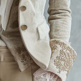Blazer Tailleur Ricamato in Avorio per Donne