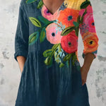 Blusa Lunga Stampata con Tasche