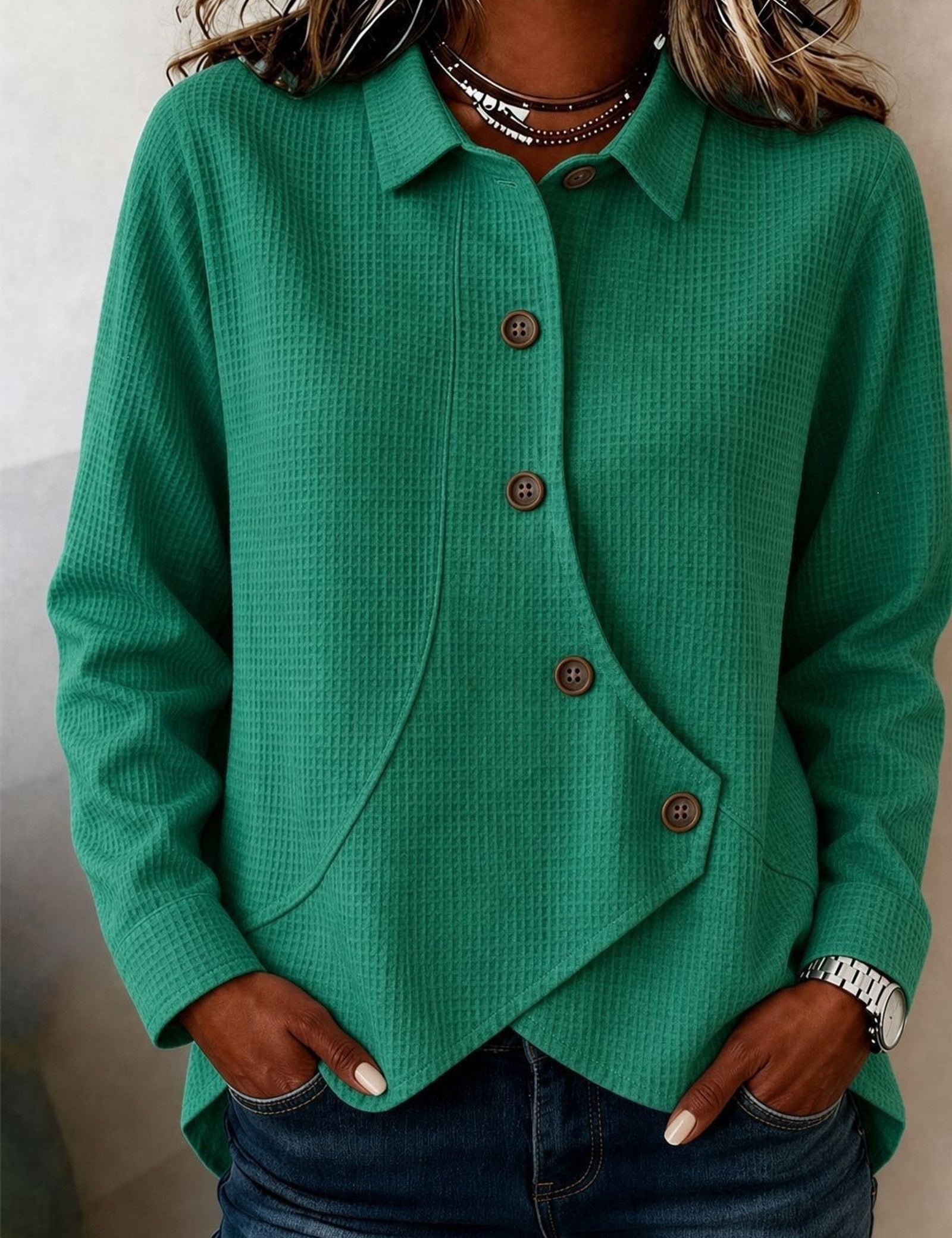 Camicia a Waffle Asimmetrica