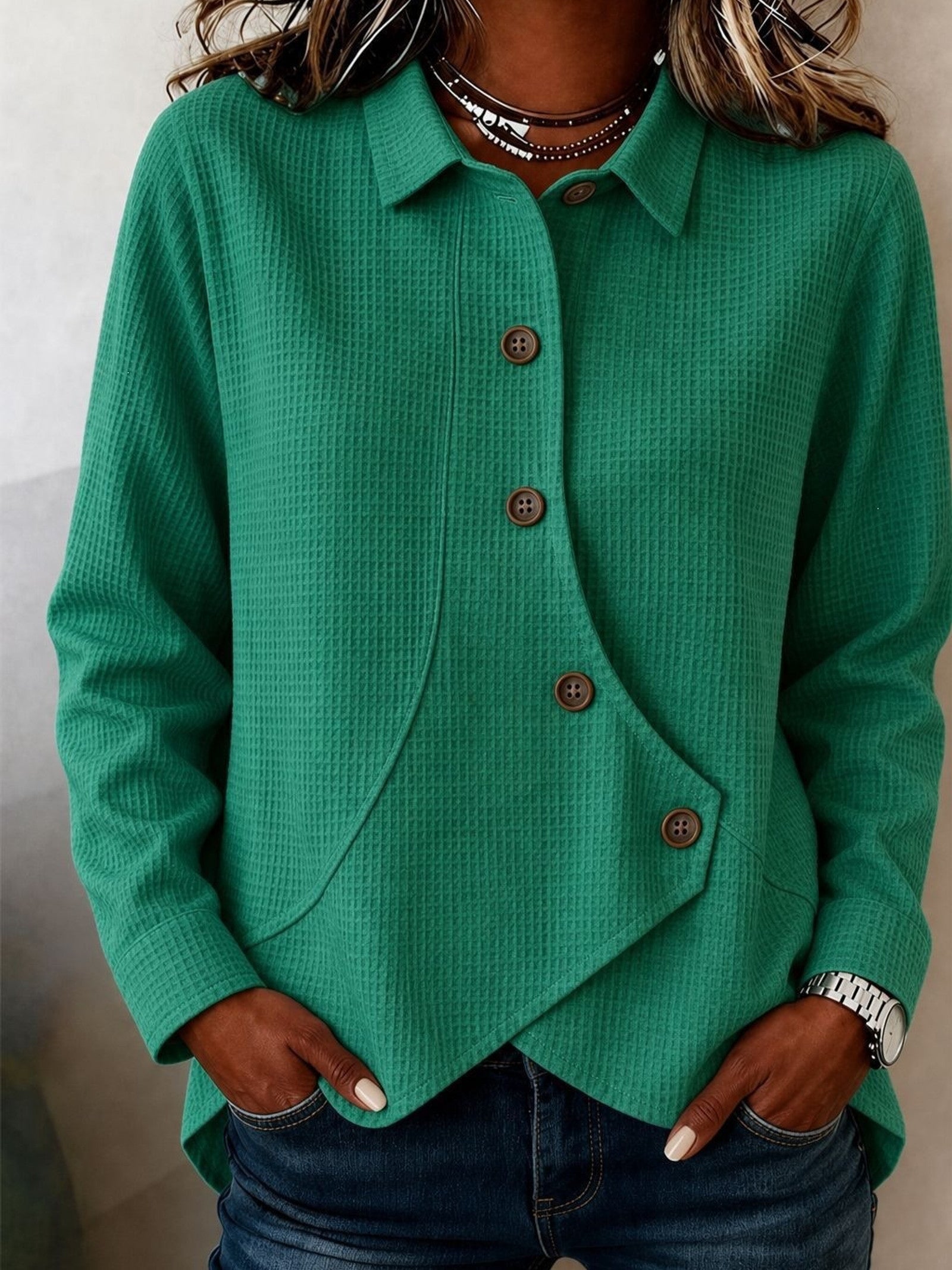 Camicia a Waffle Asimmetrica