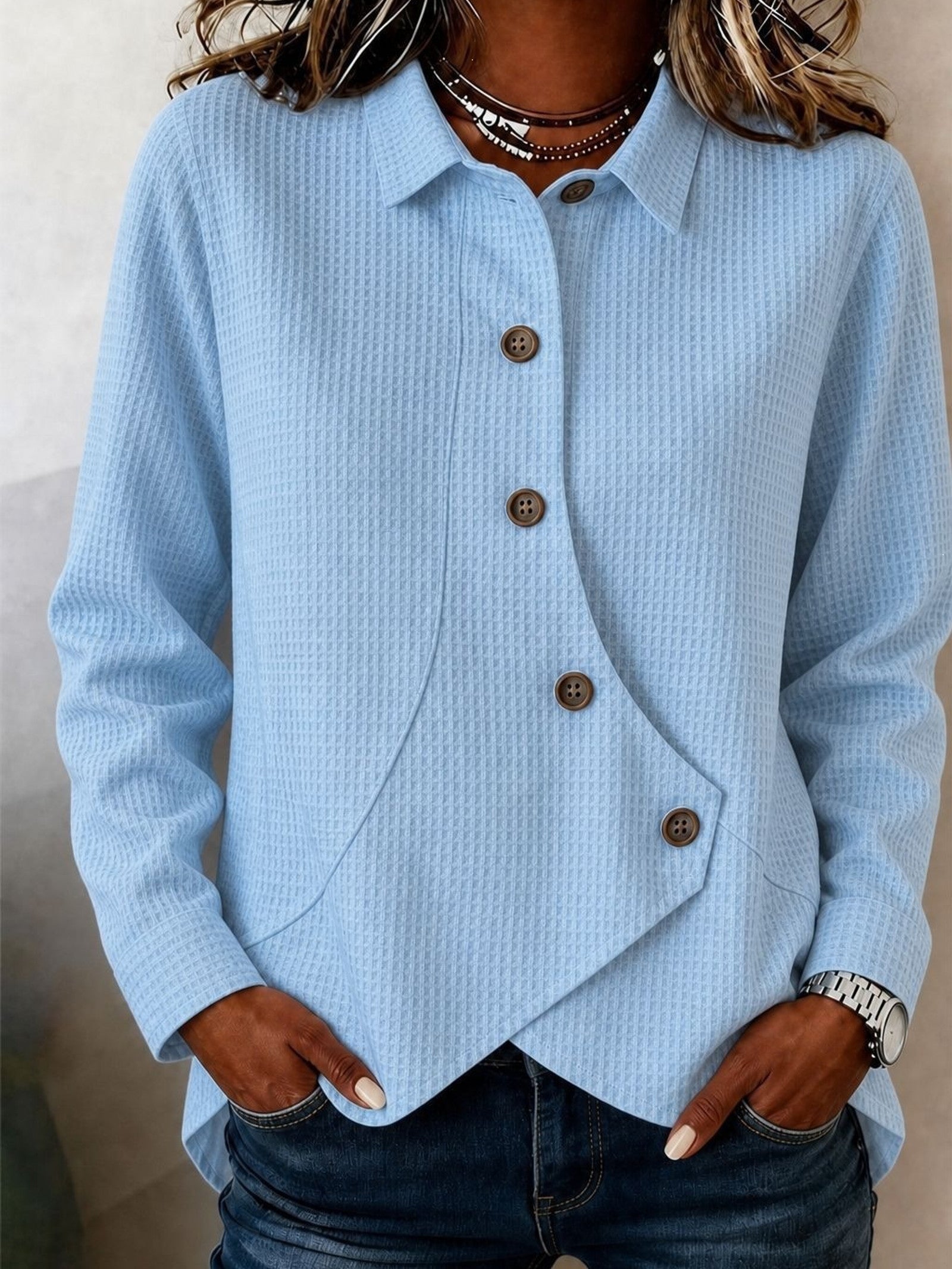 Camicia a Waffle Asimmetrica