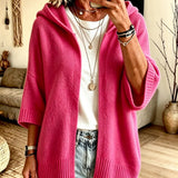 Cardigan a Maglia Aperto con Cappuccio