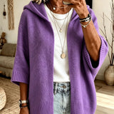 Cardigan a Maglia Aperto con Cappuccio