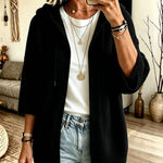 Cardigan a Maglia Aperto con Cappuccio