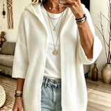 Cardigan a Maglia Aperto con Cappuccio