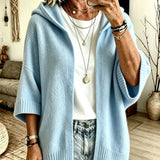 Cardigan a Maglia Aperto con Cappuccio
