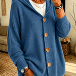 Cardigan a Maglia con Cappuccio e Bottoni