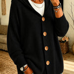 Cardigan a Maglia con Cappuccio e Bottoni