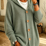 Cardigan a Maglia con Cappuccio e Bottoni