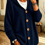 Cardigan a Maglia con Cappuccio e Bottoni