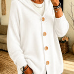 Cardigan a Maglia con Cappuccio e Bottoni