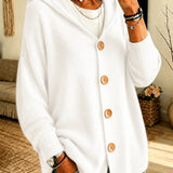 Cardigan a Maglia con Cappuccio e Bottoni