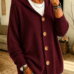 Cardigan a Maglia con Cappuccio e Bottoni
