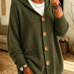 Cardigan a Maglia con Cappuccio e Bottoni
