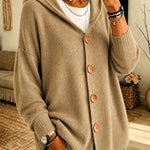 Cardigan a Maglia con Cappuccio e Bottoni