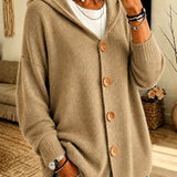 Cardigan a Maglia con Cappuccio e Bottoni
