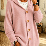 Cardigan a Maglia con Cappuccio e Bottoni