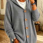 Cardigan a Maglia con Cappuccio e Bottoni