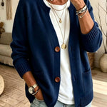 Cardigan a Maglia con Due Tasche e Bottoni