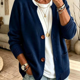 Cardigan a Maglia con Due Tasche e Bottoni